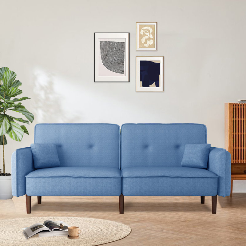 Canapé-lit à accoudoirs encastrés 31 po Chiana, 100 % polyester bleu