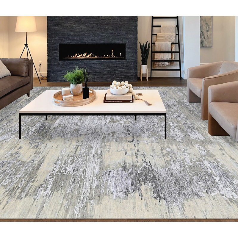 Tapis rectangulaire gris / gris anthracite, Rectangle 8 pi x 10 pi