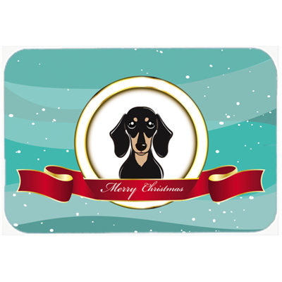 Smooth Dachshund Merry Christmas Glass Cutting Board