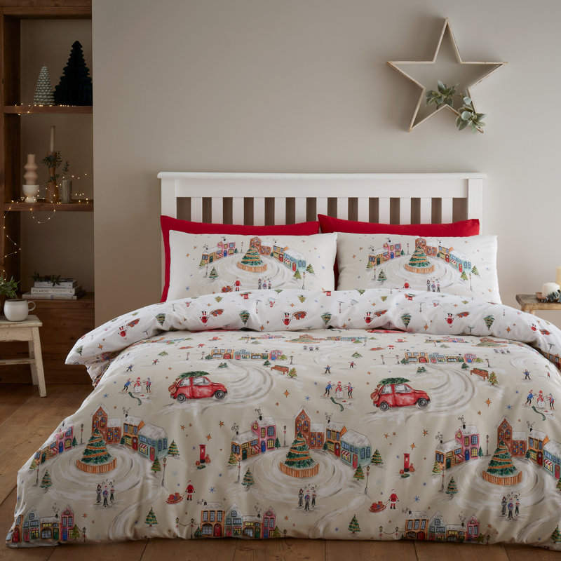 Christmas Town Reversible Duvet Cover Set, Kingsize - 2 Standard Pillowcases
