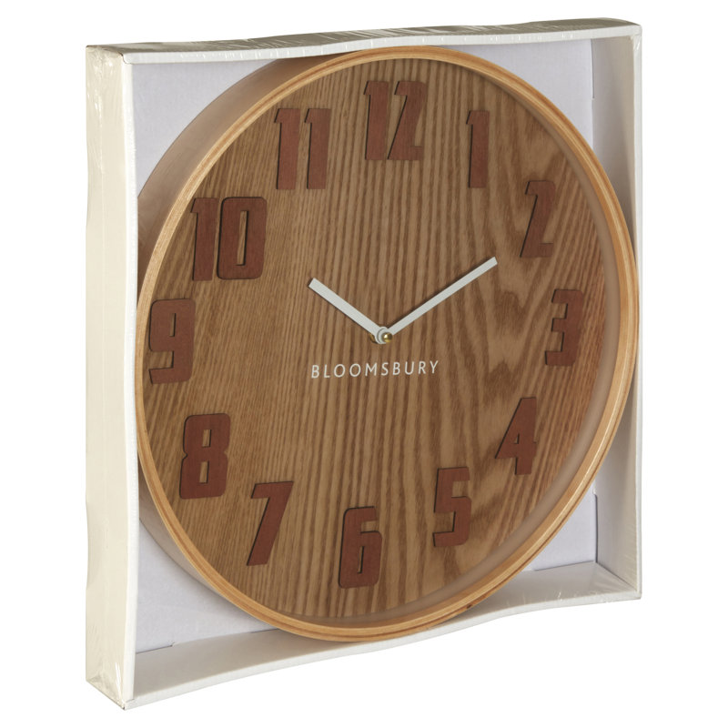 Maddison Wall Clock, Brown Grain, 40" H x 40" W x 5" D