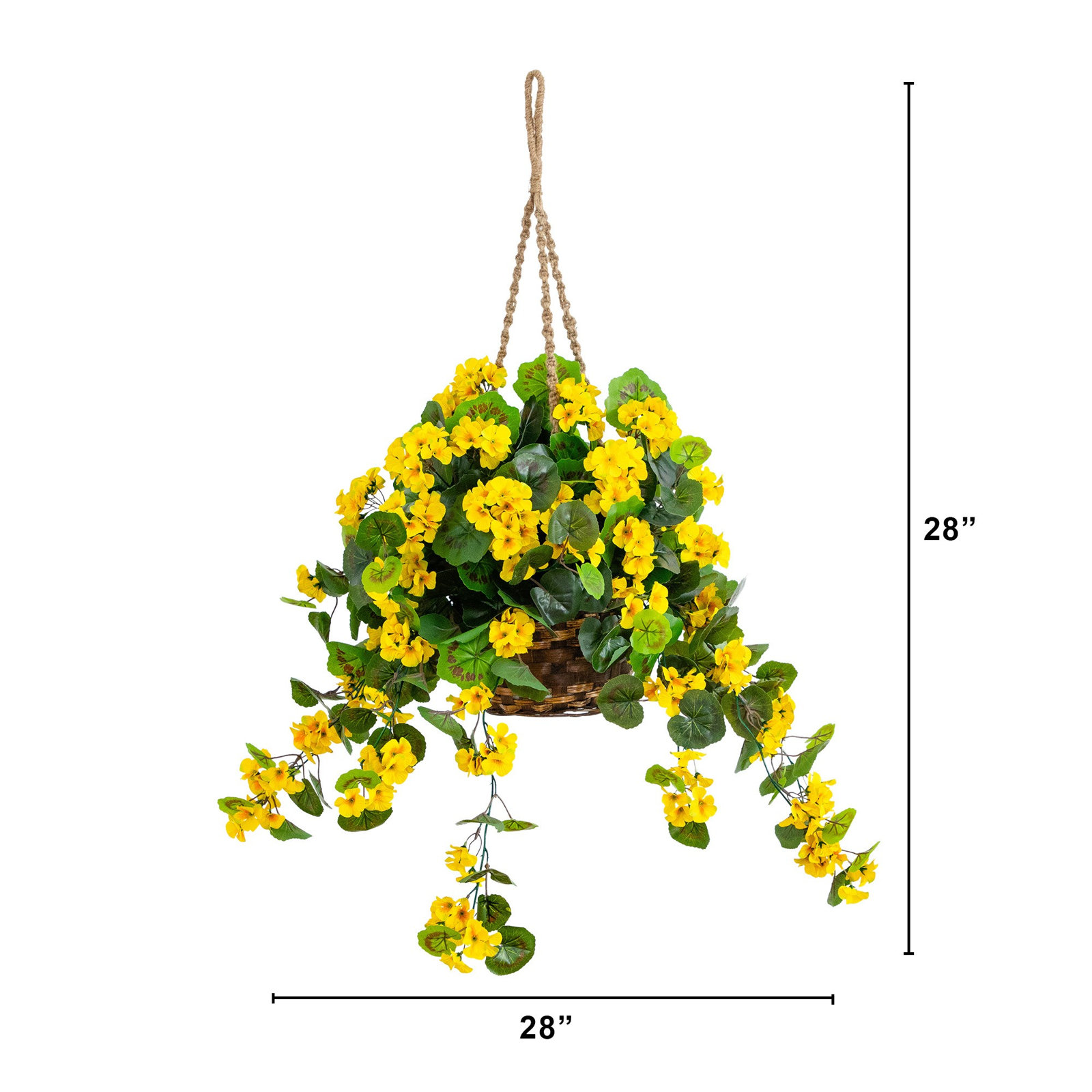 28" Geranium Hanging Basket, Yellow