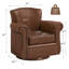 Opal Wingback Genuine Leather Swivel Chair (Set Of 2), Rolled Arm Accent Chairs With Solid Wood Base-2057150162