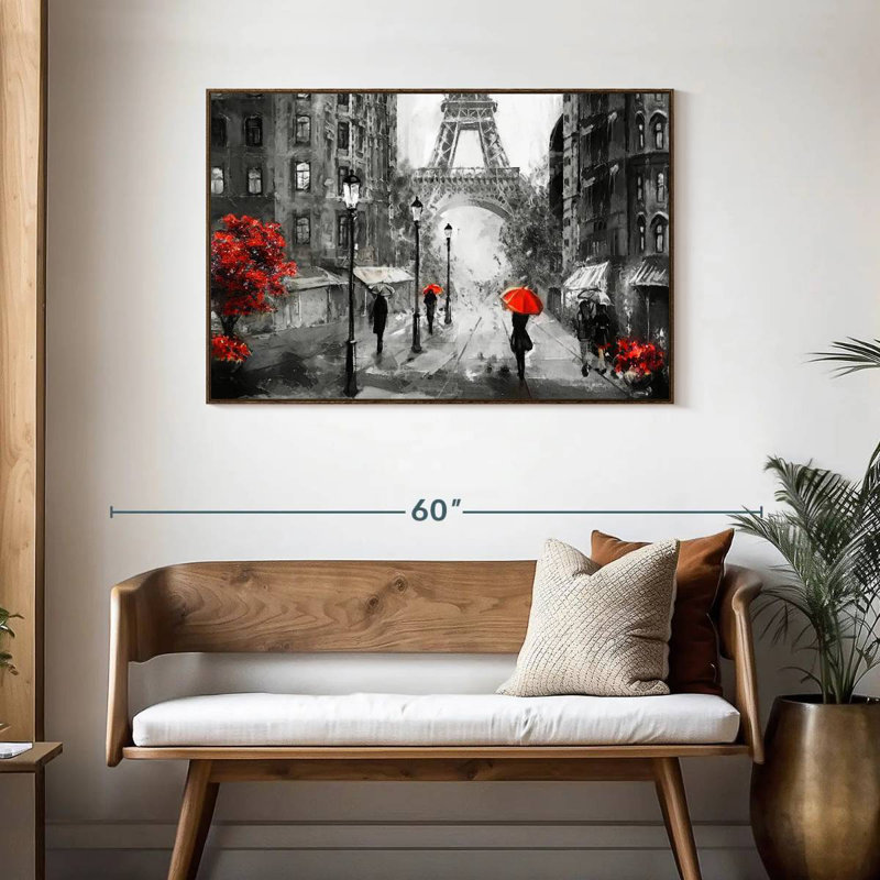 Paris, jour de pluie, Cadre flottant noyer, 43 po x 29 po