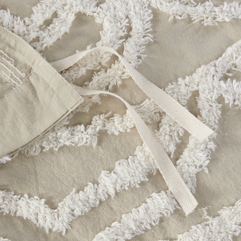 Taupe Cotton Chenille Medallion Queen Duvet Cover Set