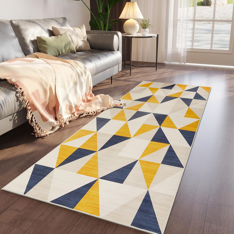 Aspire Homeware Geometric Area Rug Modern Scandinavian Indoor Carpet, Rectangle 60 x 110 cm