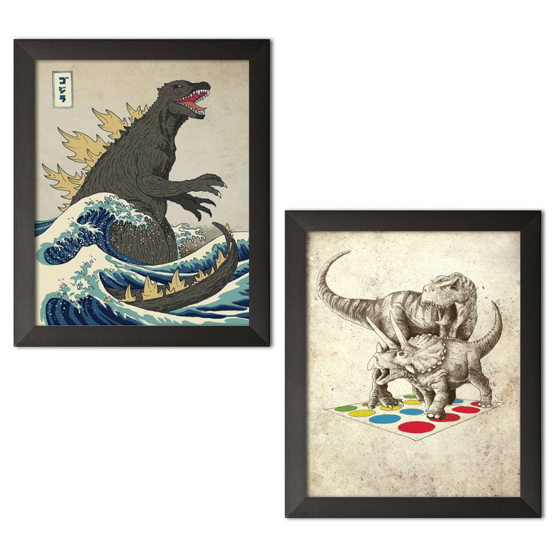 Fantasy & Sci-Fi 2 - Piece, Black Framed Paper, 14" H x 11" W x 0.75" D