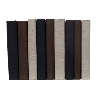 Decorative Books - Onyx & Brown Linen Wrapped Book Bundle - 1 Foot of Black and Brown Books
