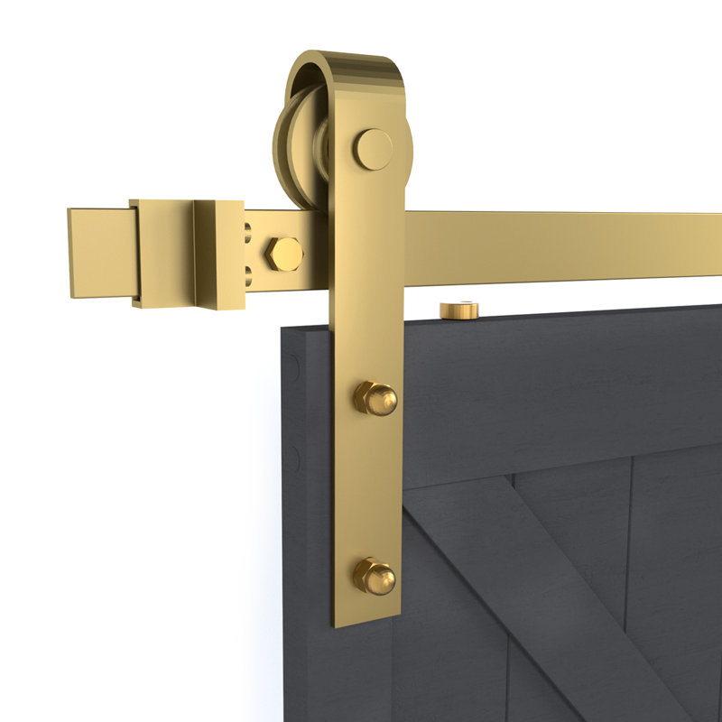 Ensemble de quincaillerie de porte de grange coulissante standard à une voie, doré