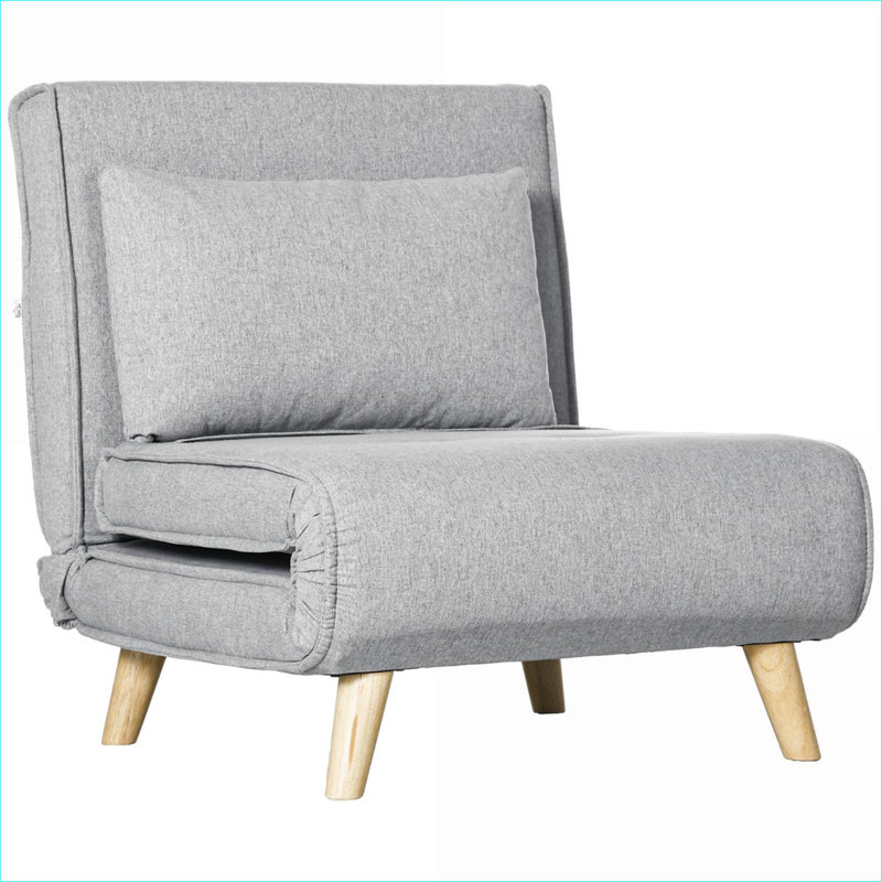 Canapé-lit convertible, chaise-lit réglable 2 en 1 pour salon, chambre à coucher, bureau à domicile | Gris clair | Cadre en métal
