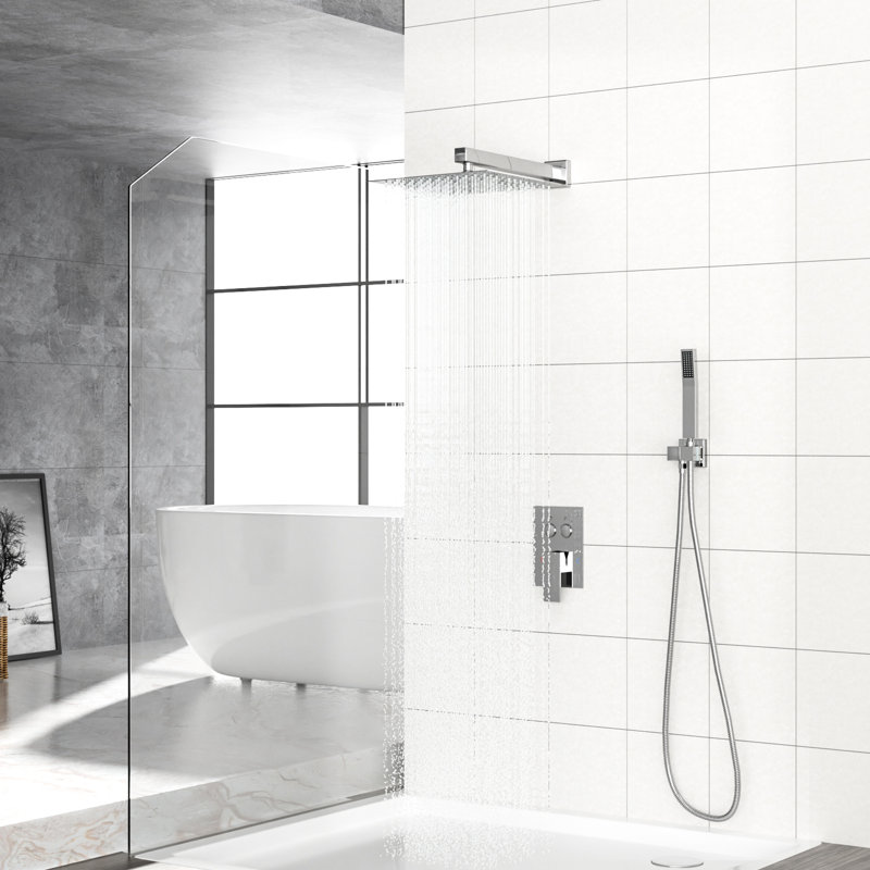 Pomme de douche murale double 10 po avec valve