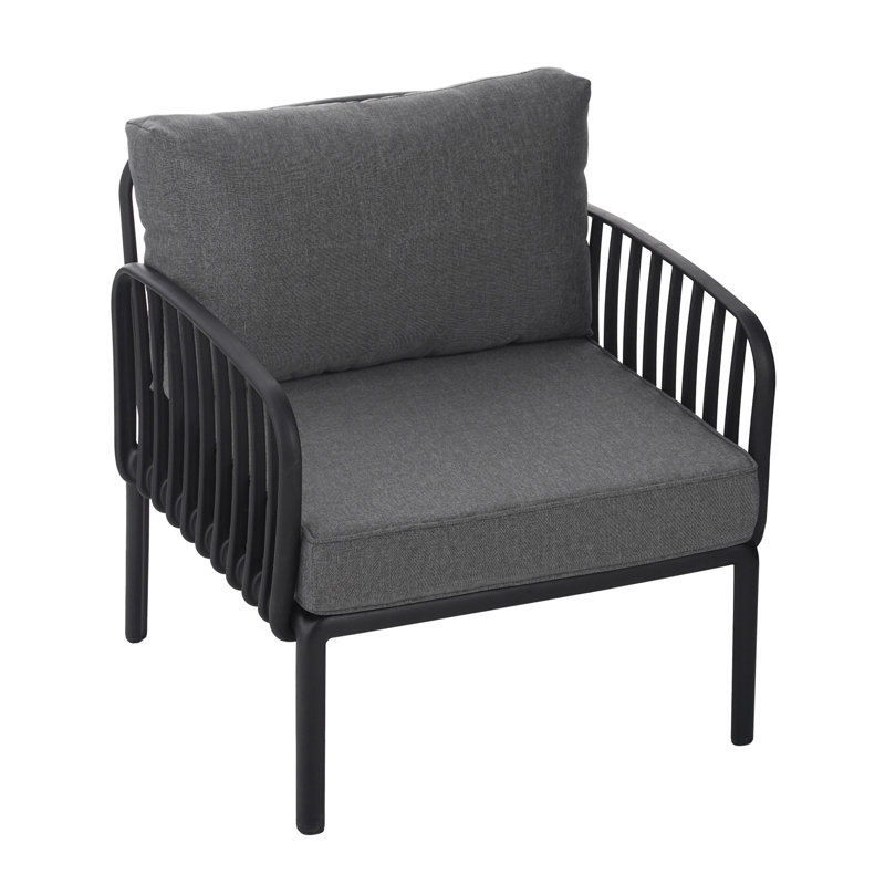 Fauteuil club d'extérieur (sans la table), Gris foncé / Noir