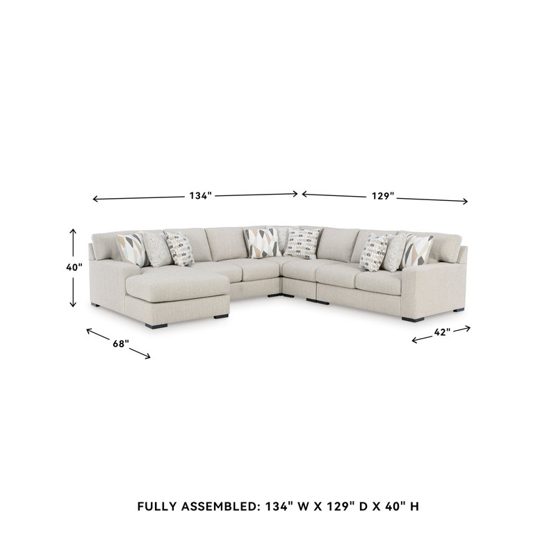 Canapé modulaire 5 pièces avec méridienne Croskey, Orienté à droite