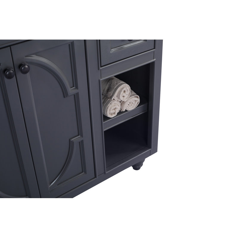 Ensemble de meuble-lavabo simple 36 po Mundy, Gris érable, Bandes blanches