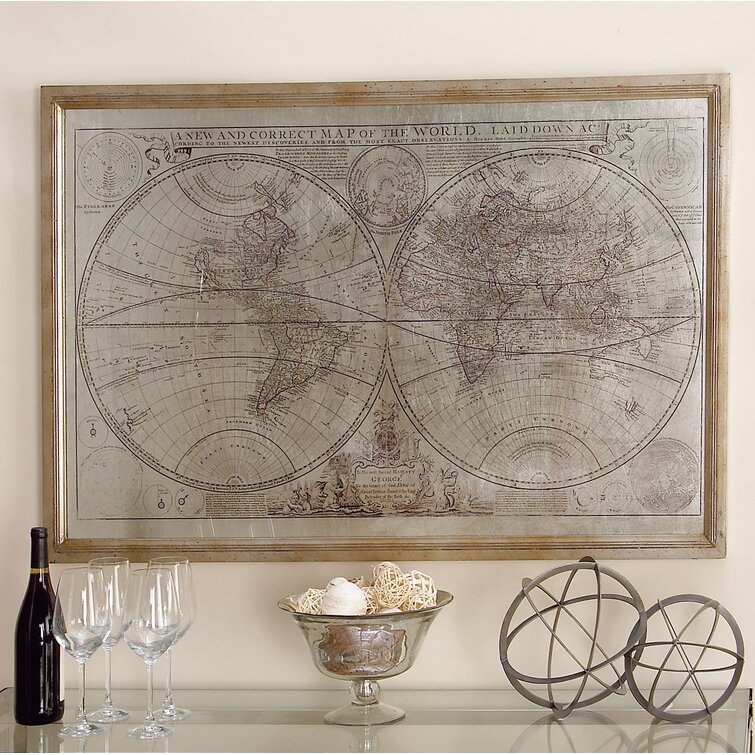 A New and Correct Map of the World - Picture Frame Graphic Art Print on Canvas