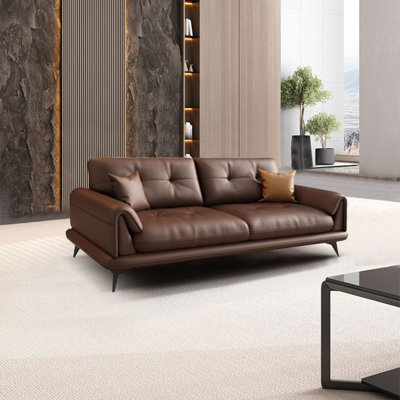 Coffee color Genuine Leather Standard Sofa