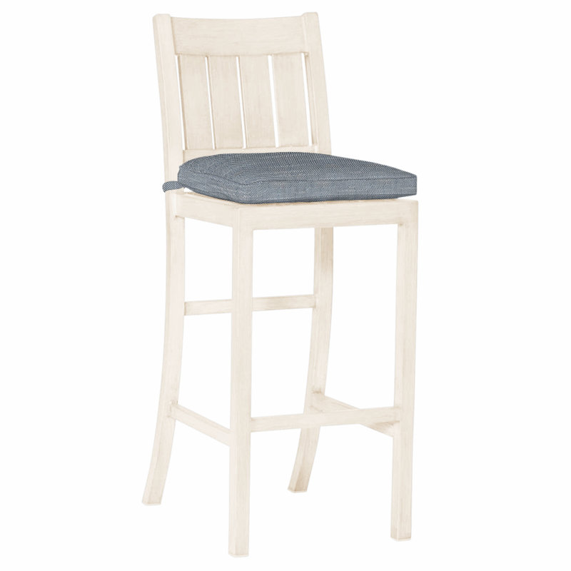Club Aluminum 30" Bar Stool - Chalk, Rollo Chambray, No Welt, Chalk