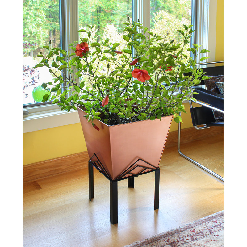 Metal Pot Planter, 23" H x 16.25" W x 16.25" D