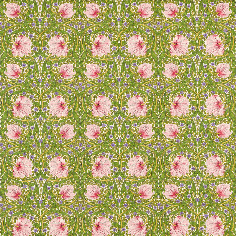 Bedford Park Pimpernel Fabric, Sap Green/Strawberry