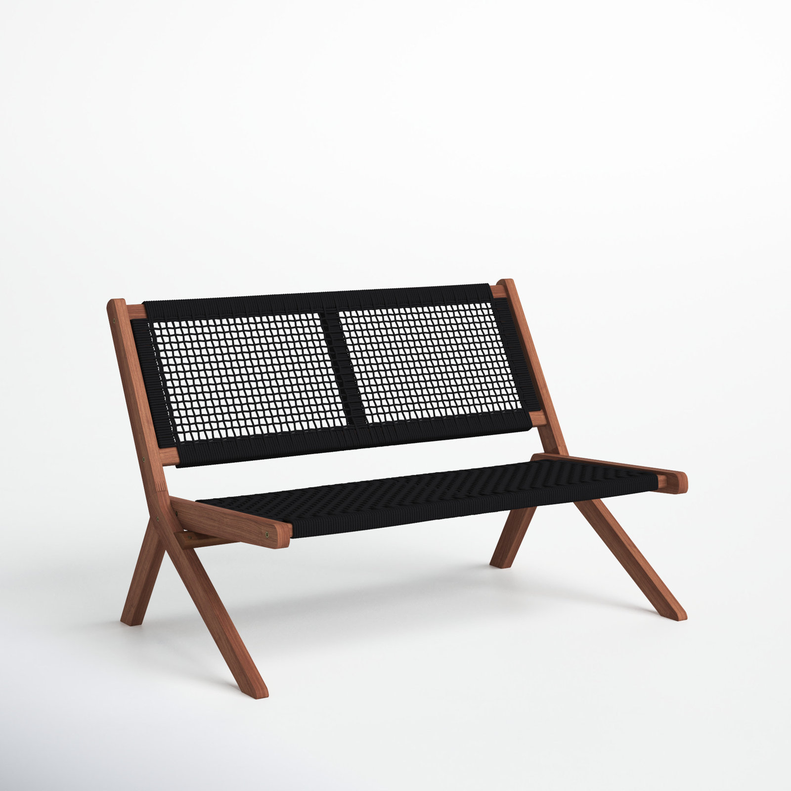 Kismet 45.47'' Folding Outdoor Bench, Natural, Black