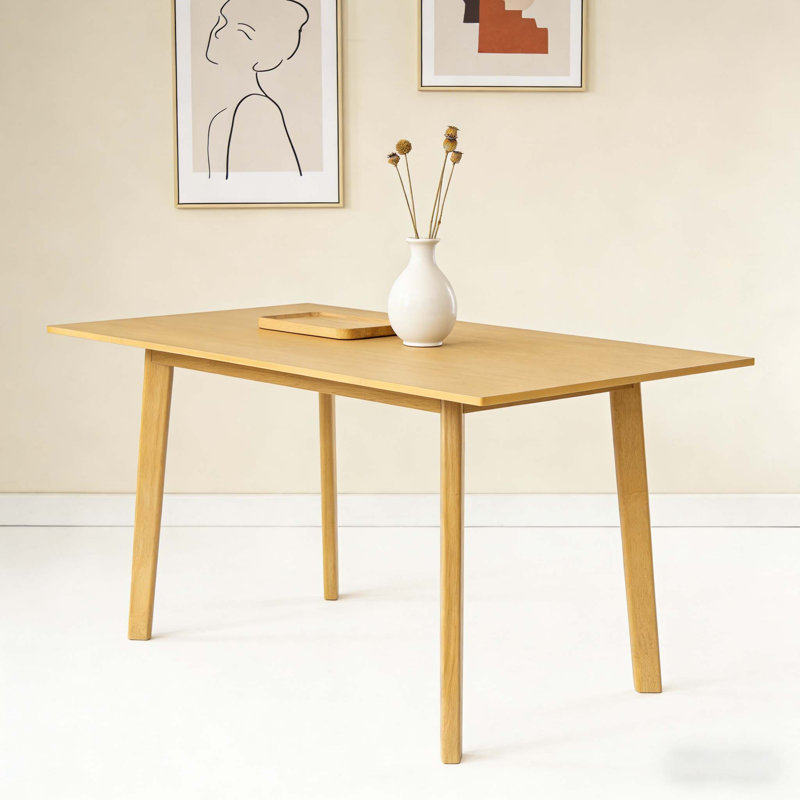 60 Inch Rustic Dining Table - Solid Wood, Minimalist Design for and Traditional Interiors, Natural