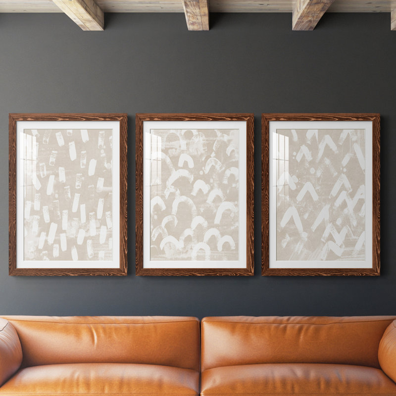 Earth Earth I - ensemble de 3 reproductions d'art encadrées, H 37,5 po x l 82,5 po x P 1,5 po, Érable