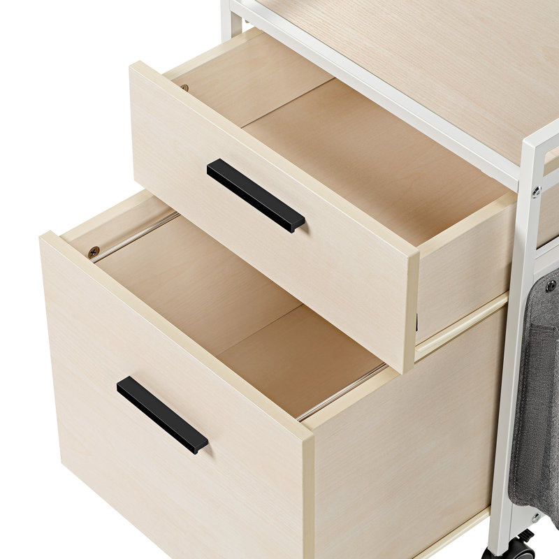 Classeur vertical mobile à 2 tiroirs Ziolkowski, Beige / Blanc