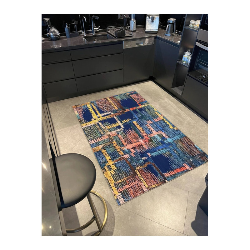 Creative Geometric Woven Based Washable Carpet, Rectangle 5'2" x 7'7"