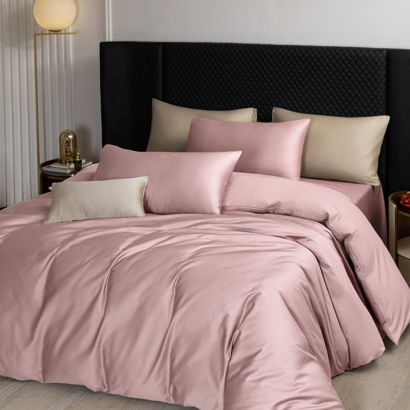 Ensemble de housse de couette MooMee, Housse de couette grand et 2 taies d'oreiller stan, Mauve pâle