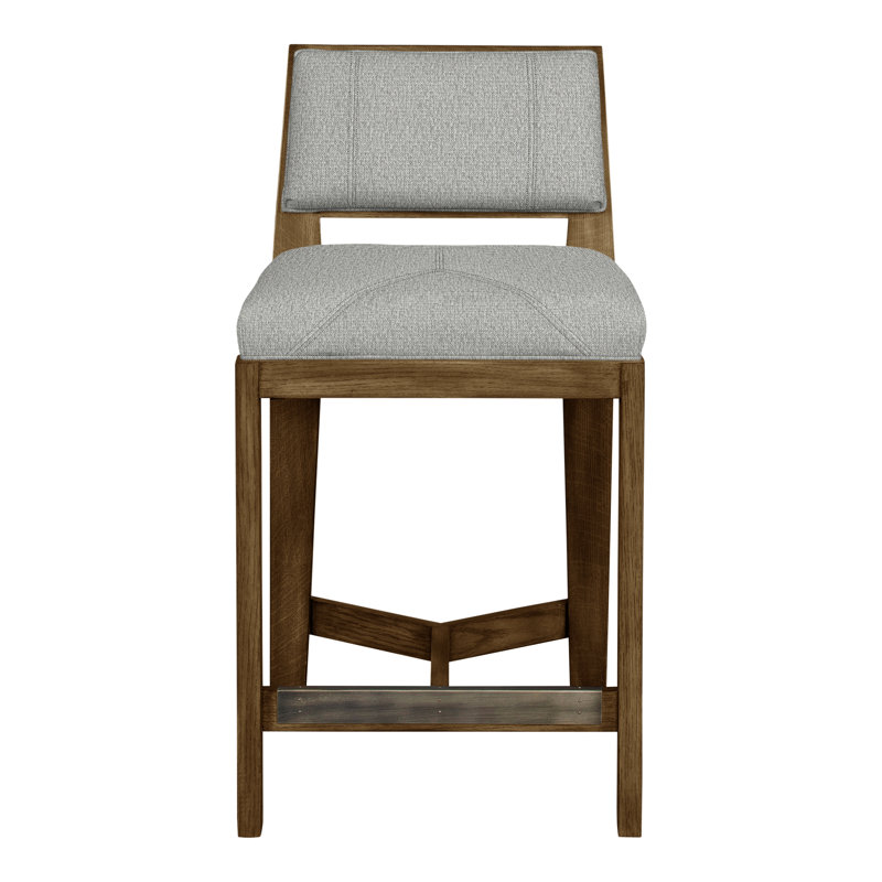 Scoville By Thom Filicia Upholstered Bar Stool with Solid Wood Frame, Dove Gray, Tarbee Dove