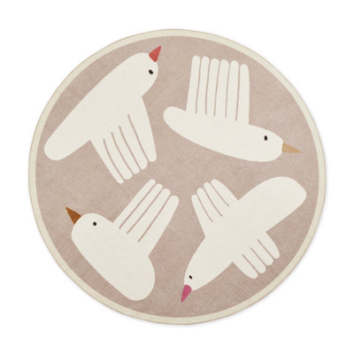 Flying Birds 6' Round Area Rug