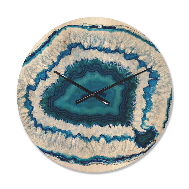 Horloge murale moderne Blue Agate Crystal I, Petit