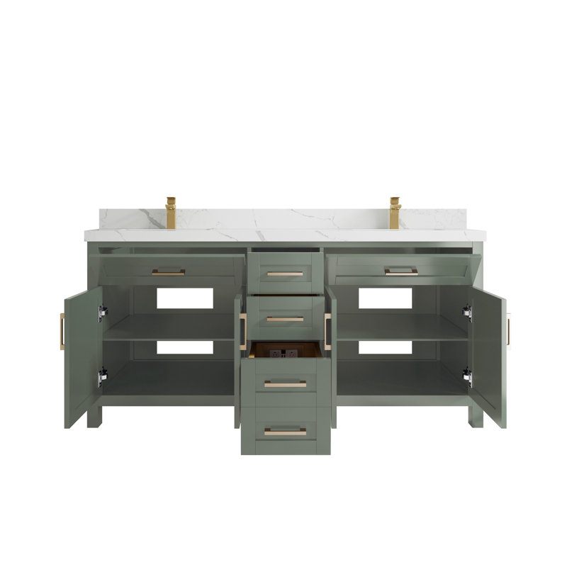 Cambridge 72'' Double Bathroom Vanity with Top, Calacatta Laza