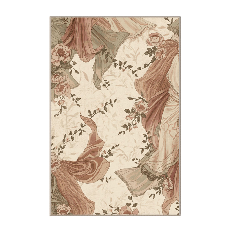 Tapis beige lavable à la machine Kymani, 6 x 9