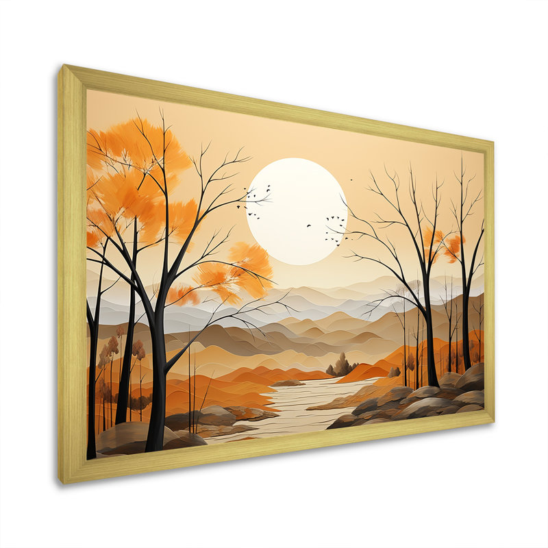 «Serene Autumn Lansdcape II», reproduction sur toile, Cadre doré simple, H 30 po x l 40 po x P 1,5 po