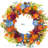 20" Artificial Flowers Spring Summer Wreath for Front Door Porch Decor (Colorful Blue Mixed)