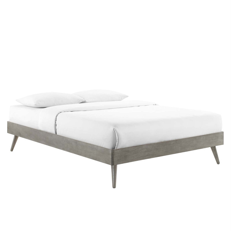 Margo Wood Platform Bed Frame, Gray, Full