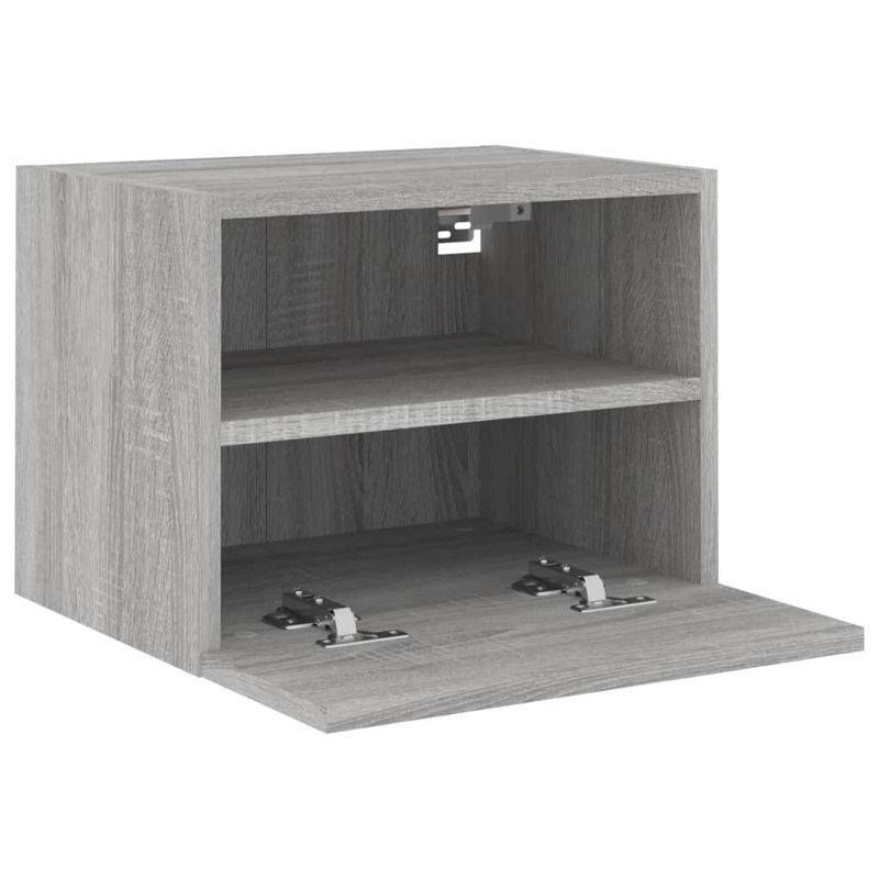 Baheejah Engineered Wood Glass  TV Stand, 15.7"H x 15.7"L x 11.2"W, Grey Sonoma