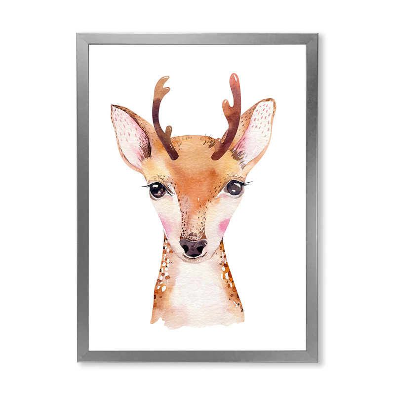 Mignon portrait d'antilope II - peinture, H 40 po x l 30 po x P 1,5 po, Cadre photo argenté