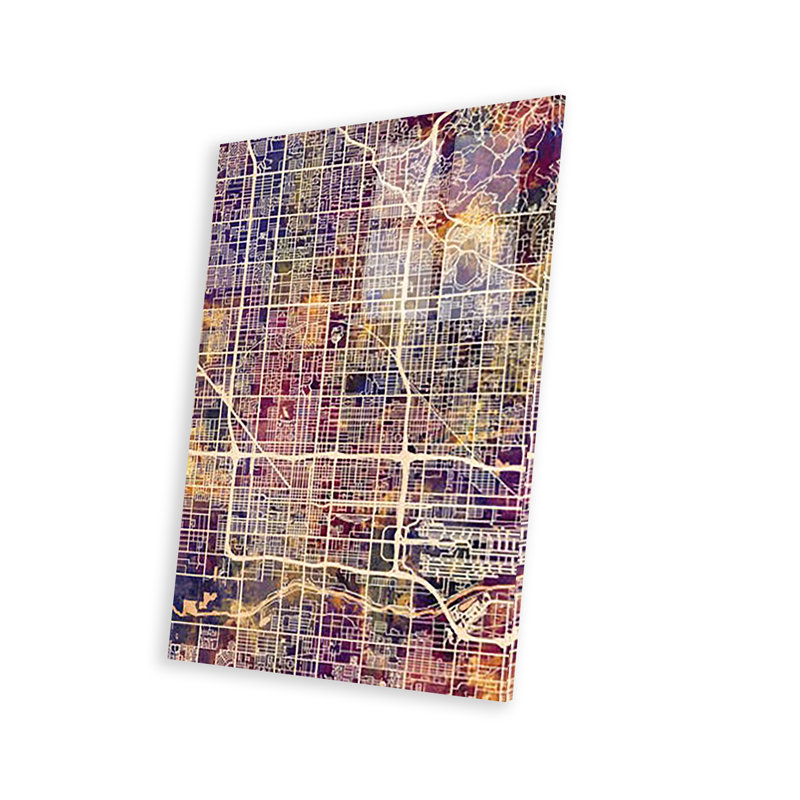 «Phoenix Arizona City Map II», reproduction sur verre acrylique, H 24 po x l 16 po x P 0,25 po