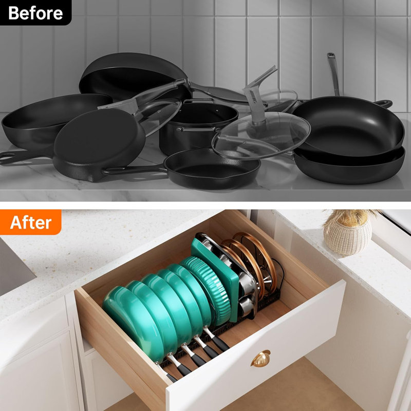 Expandable Pots And Pans Organizer Rack Under Cabinet