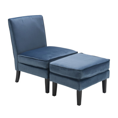 Elle Decor Olivia Upholstered Accent Chair with Foot Rest Ottoman by Elle Decor
