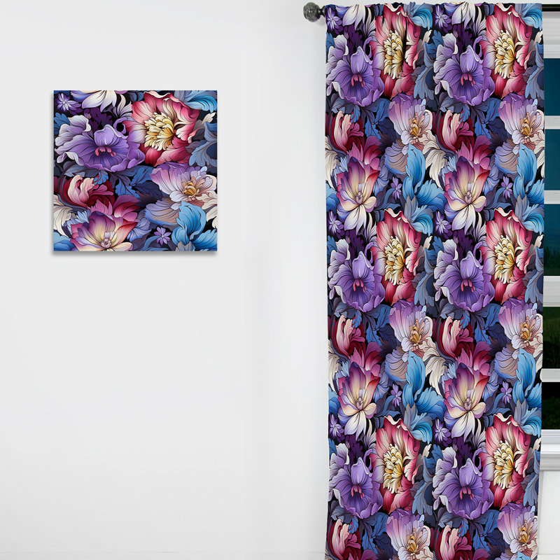Floral Mirage Tropical Motif III - Rideau floral - Rideau floral obscurcissant - 1 panneau, L 52 po x L 95 po