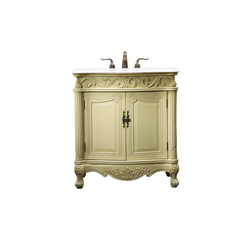 Ensemble de meuble-lavabo simple 32 po Aurillac, Ivoire antique, Blanc Guangxi
