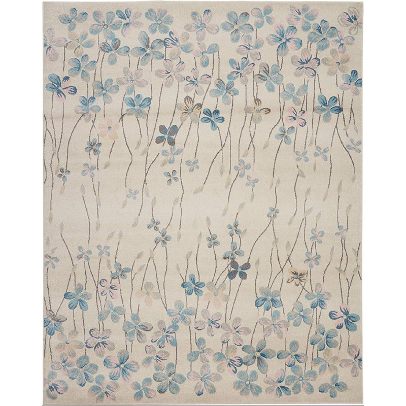 Tapis à motif floral ivoire Zaizi, Rectangle 8 pi 10 po x 11 pi 10 po