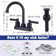 4 Inch 2 Handle Centerset Black Bathroom Faucets, Lead-Free Modern 360 Swivel Spout 2-3 Hole RV Bath