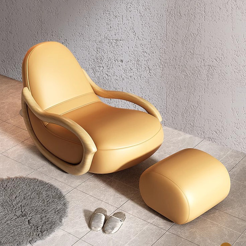 Chaise berçante en bois massif, Orange