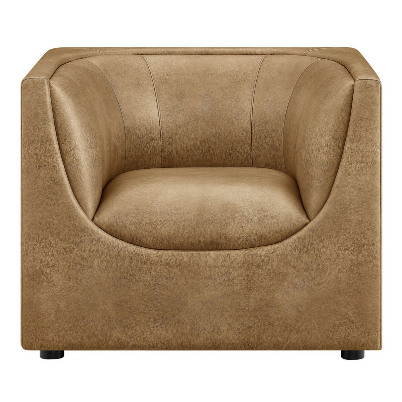 Dunkley Curved Back Vegan Leather Armchair In Toast, Toast