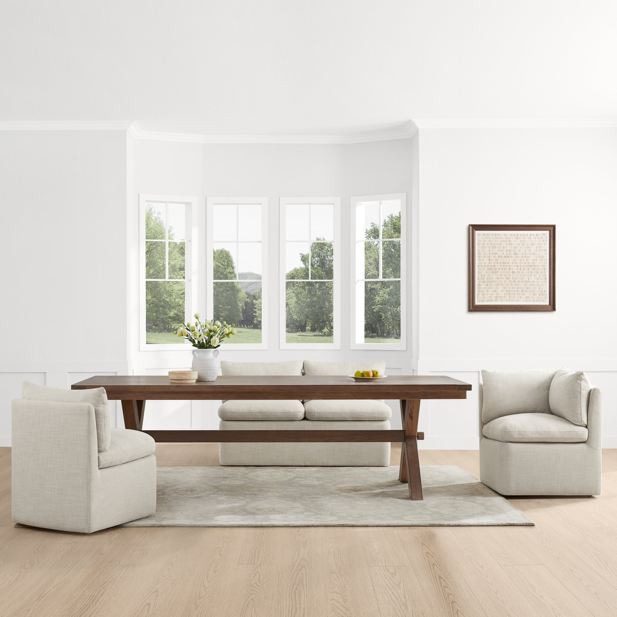 Alayaa Dining Bench, Effie Performance Linen