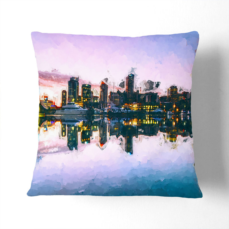 Square Cushion, 40cm H x 40cm W x 15cm D, Blue/Purple